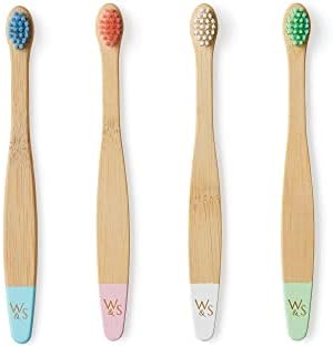Wild & Stone Organic Baby Bamboo Toothbrushes | 4 Pack | Soft Bristles | 100% Compostable Handle | BPA Free | Vegan Baby Toothbrushes (Multicolour)