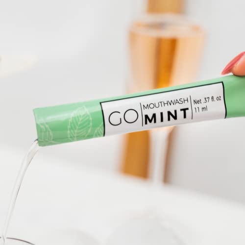 GO Travel Size Mouthwash Packets – Individual sachets for Fresh Breath - TSA Compliant - Smart Packet Design to Reduce Travel Bottle Waste - Liquid Mint Flavored Portable Bulk