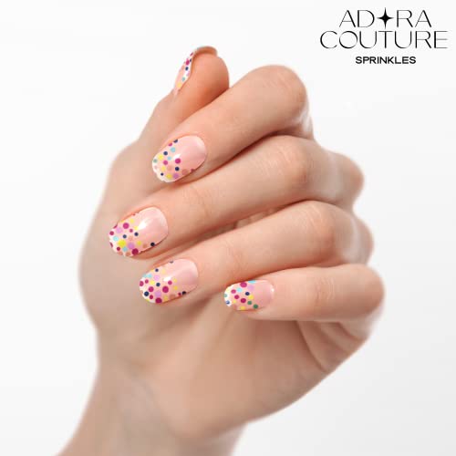 Semi Cured Gel Nail Strips with 20 Pieces, Salon Quality Nail Wraps for Women, Confetti ColorfulUV Gel Nail Stickers, UV Light Required, Sprinkles