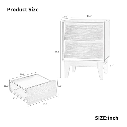 Modern 2 Set Nightstands Features Vintage-Style and Bevel Design, Made of MDF, Mid Century Modern Nightstand, Night Stand for Bedroom,for Bedroom(Brown)