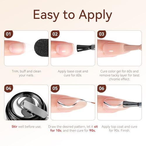 Makartt Chrome Gel Nail Polish Set: Metallic Gel Nail Polish, Silver and Gold 3D Metal Painting Gel for Nail Art Soak off UV/LED Glossy Mirror Effect Nail Glue Gel for Home Salon DIY Manicure(2pcs)