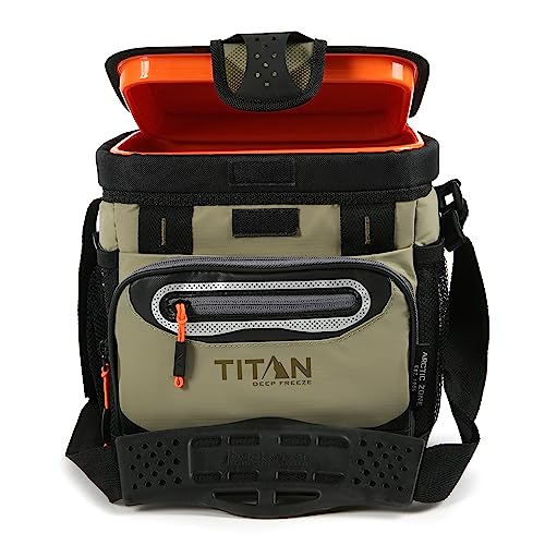 Titan Deep Freeze Cooler - 16 Can Zipperless Hardbody Cooler - Deep Freeze Insulation, HardBody Liner, and SmartShelf - Blue Lagoon