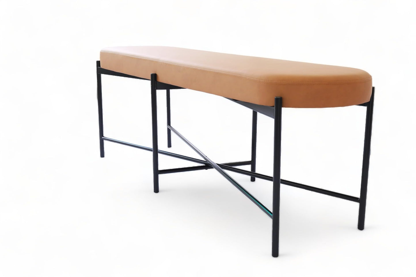 SORBARIA 54” upholstered Vegan Leather Accent Ottoman Bench for entryway, Living Rooms, lounges, bedrooms-Brown