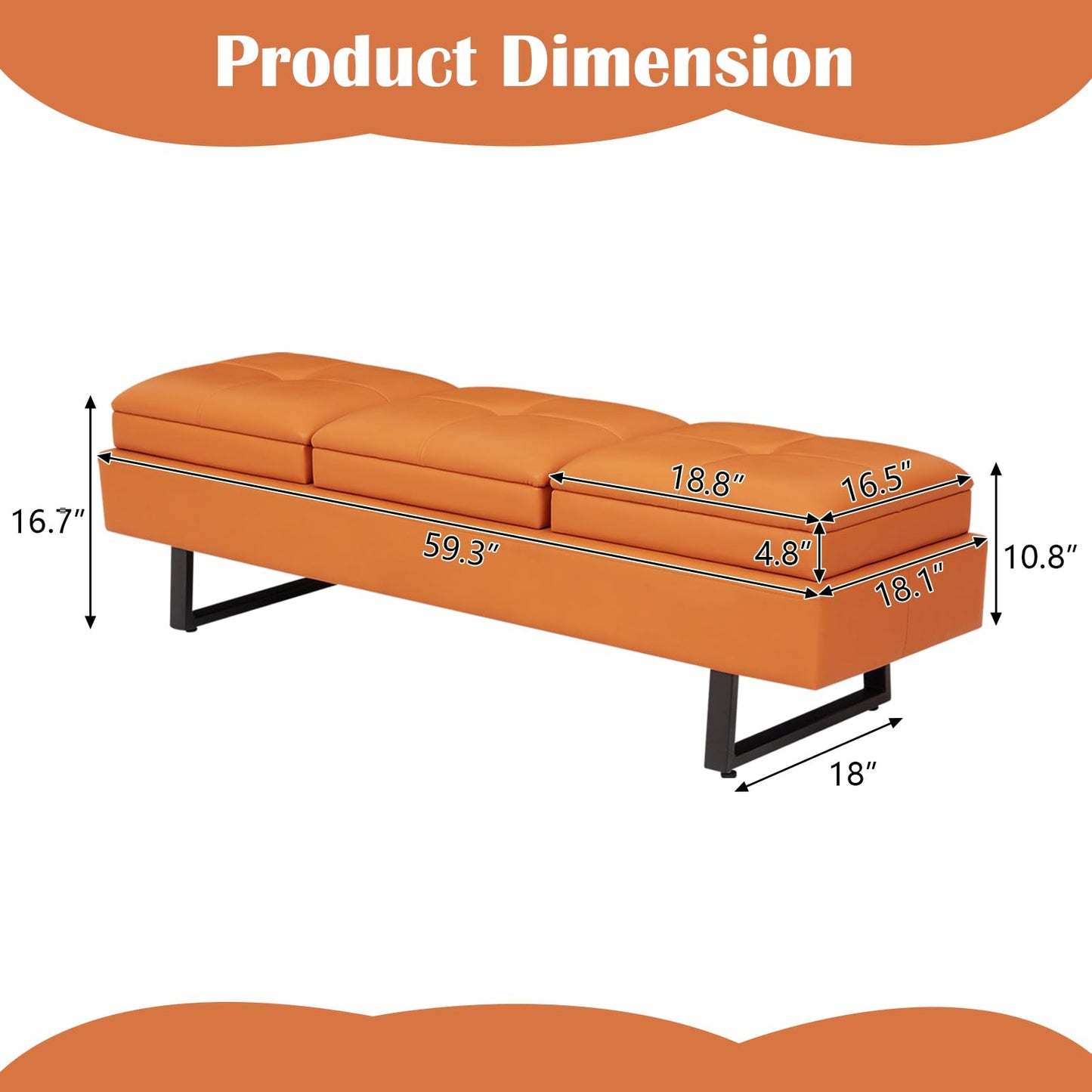 Kinfant Modern Futon Sofa Bed - 3-Seat Couch Bed with Soft Cushions for Living Room Bedroom and Small Space (PU Leather, Orange)