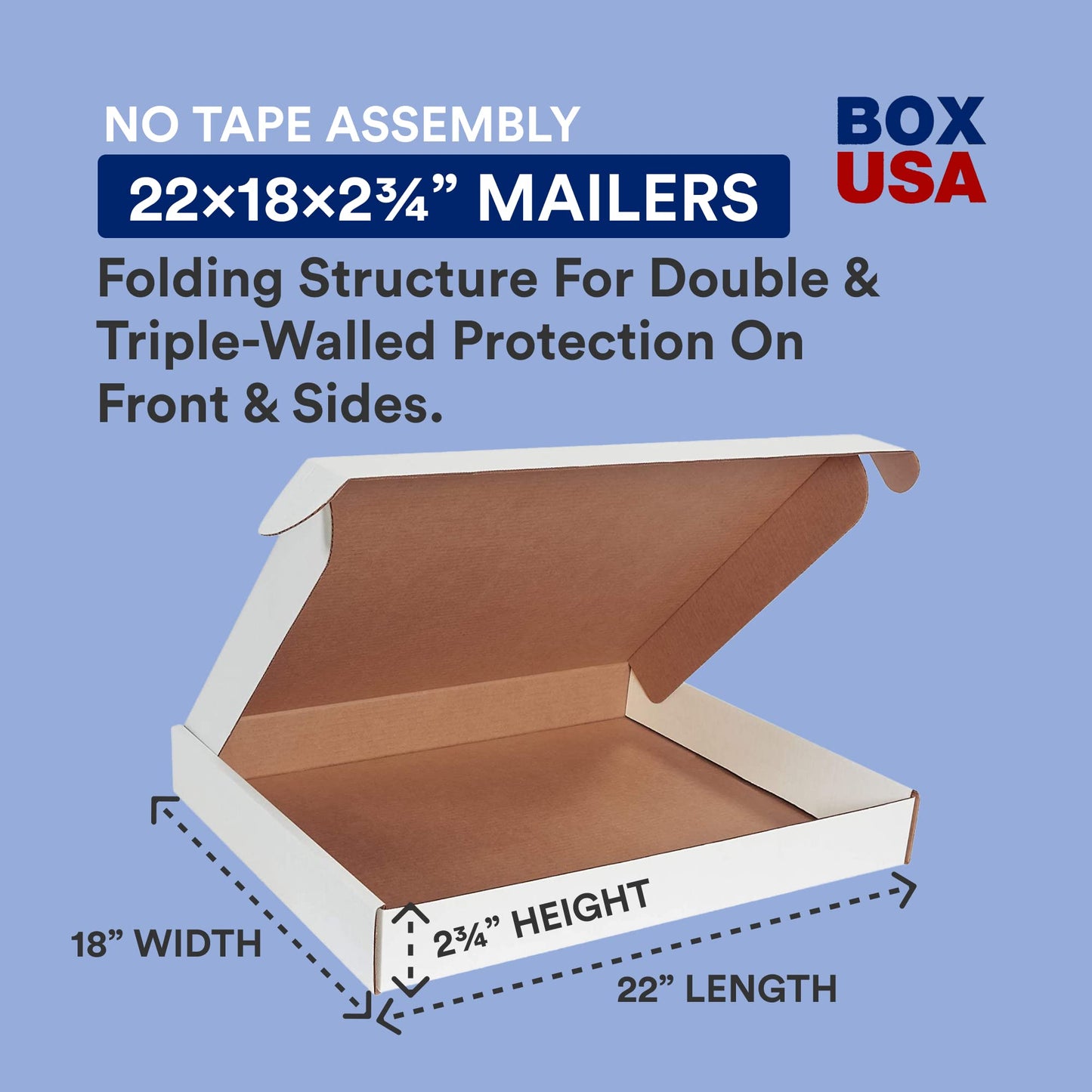 BOX USA Shipping Boxes Large 22'L x 18'W x 2.75'H, 25-Pack | Corrugated Cardboard Box for Packing, Moving and Storage 22x18x2 3/4