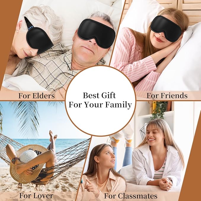 Easysleep 3D Sleep Mask Sleep Headphones White Noise Sleep Eye Mask with 31 Soothing Sounds 3 Timer Soft Adjustable Light Blocking Long Playtime Eye Cover for Sleeper Men Women Travel Gift