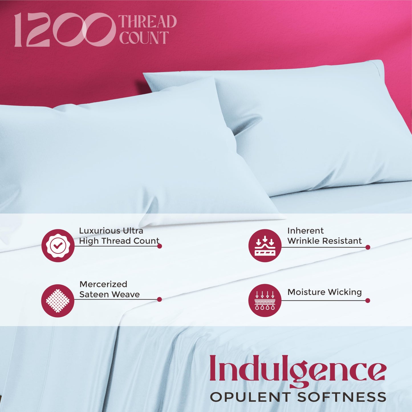 Mayfair Linen 100% Egyptian Cotton Full Size Bed Sheets - Luxury 1200 Thread Count Egyptian Cotton Sheets Full Size Bed Set (4 PC, Light Blue), Soft, Cooling, 17" Deep Pocket Sateen Weave Bedding