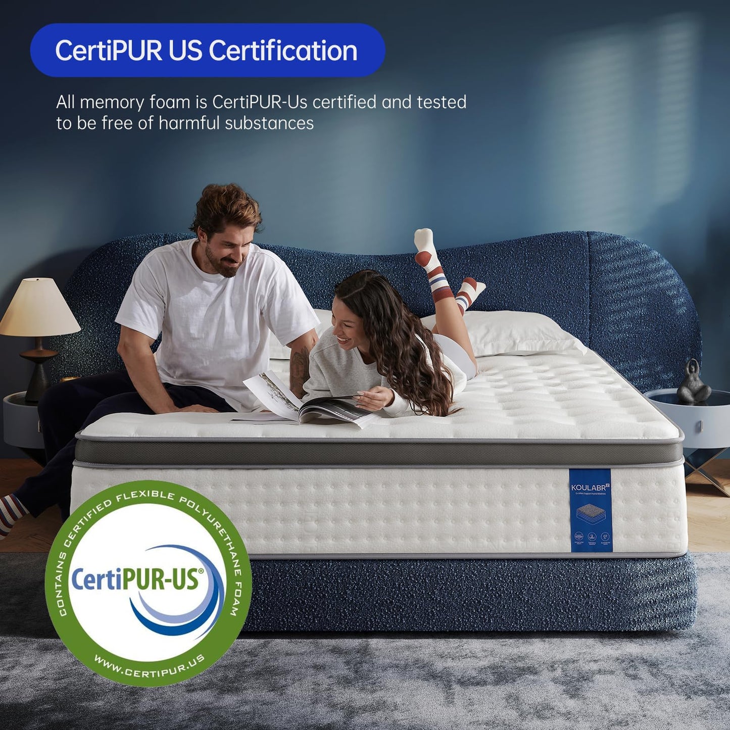 KOULABR Z King Size Mattress,14 Inch King Mattress in a Box,Superior Hybrid with Gel Memory Foam or Back & Lumbar Support,100 Night Trial,Maximum Support,Pressure Relief,Zoned Support Spring, Firm