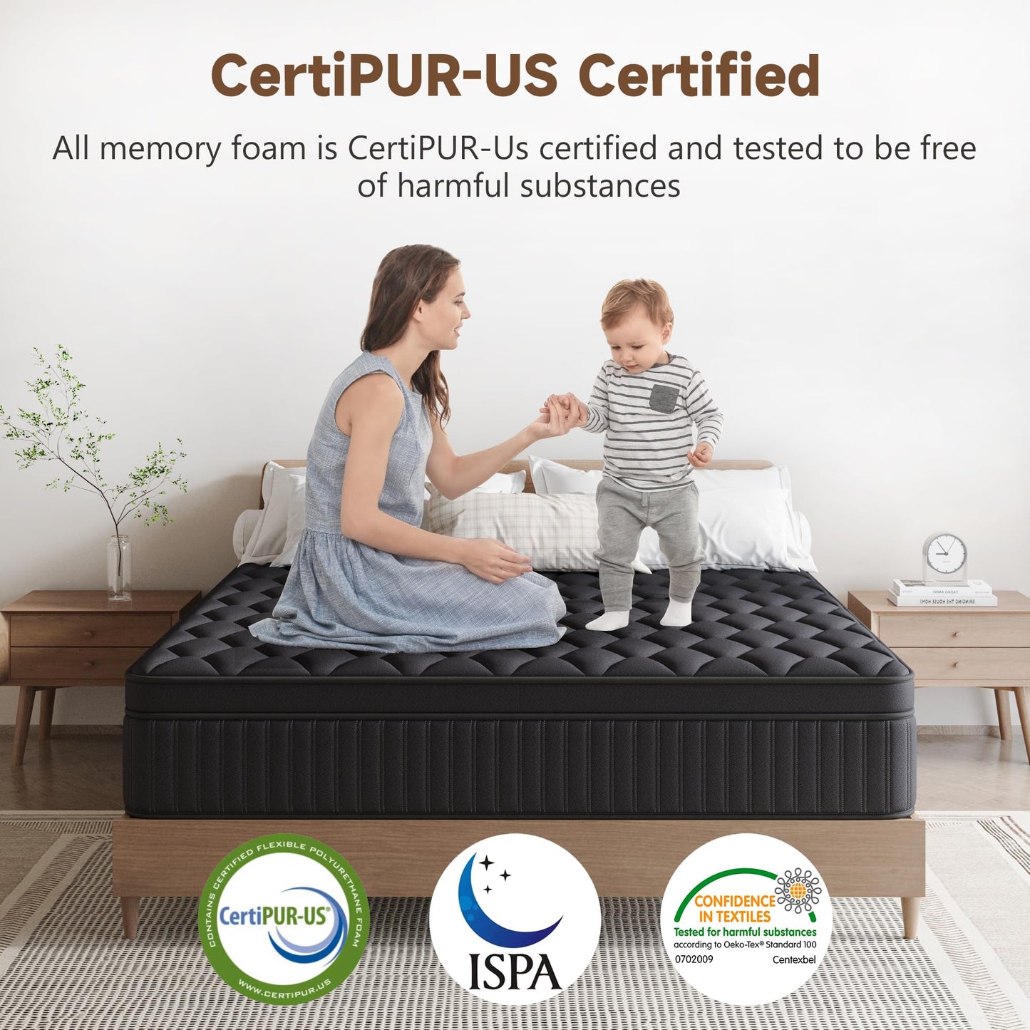 VERHOPE Queen Mattress, 12 Inch Queen Medium Firm Hybrid Mattress in a Box, Individual Pocket Spring for Pressure Relief & Motion Isolation, Reinforced Edge Support, CertiPUR-US Certified