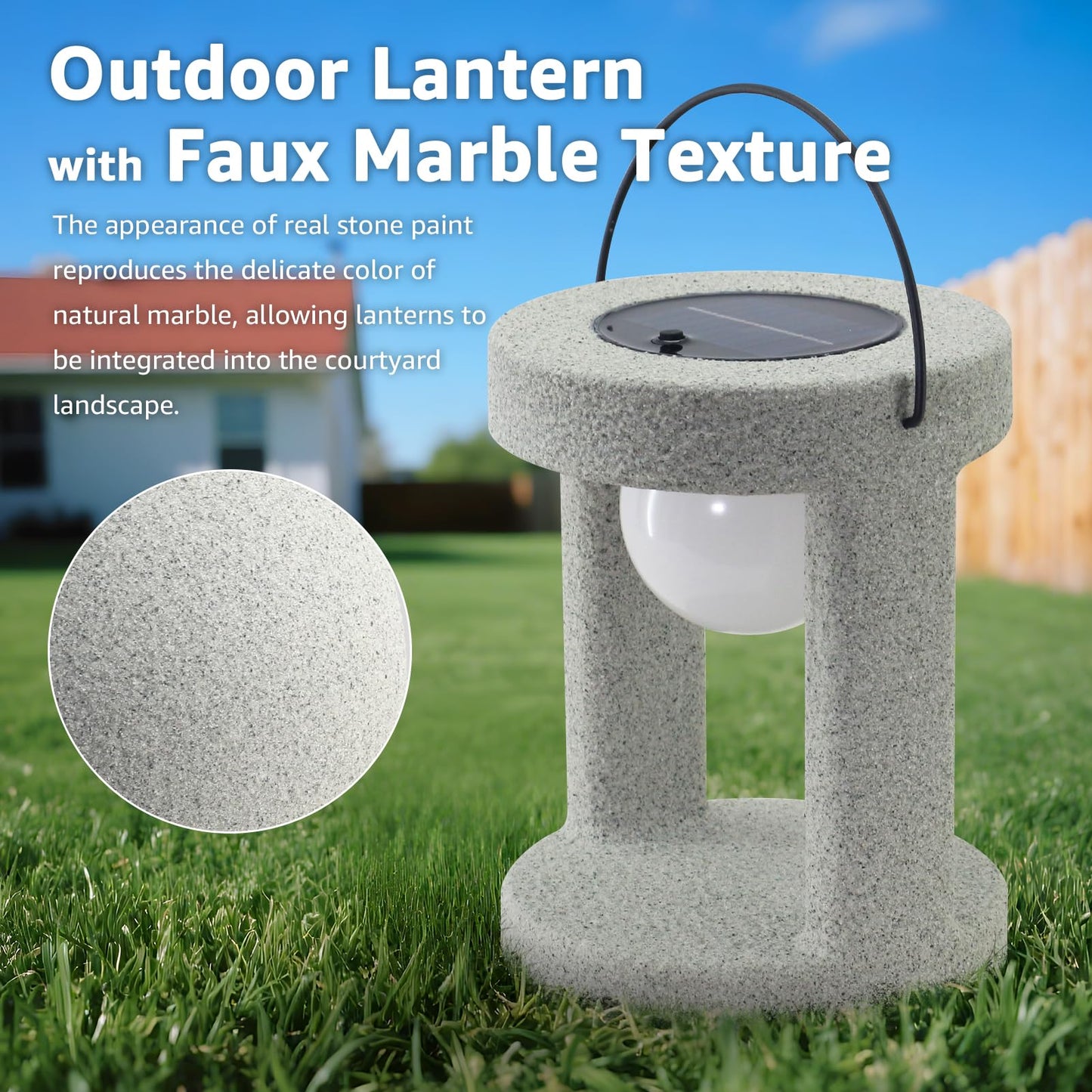 uuffoo Solar Outdoor Lantern, Portable Rechargeable Solar Lamp, IP44 Water-Resistant, Cordless Lights Decorative for Patio, Garden, Living Room