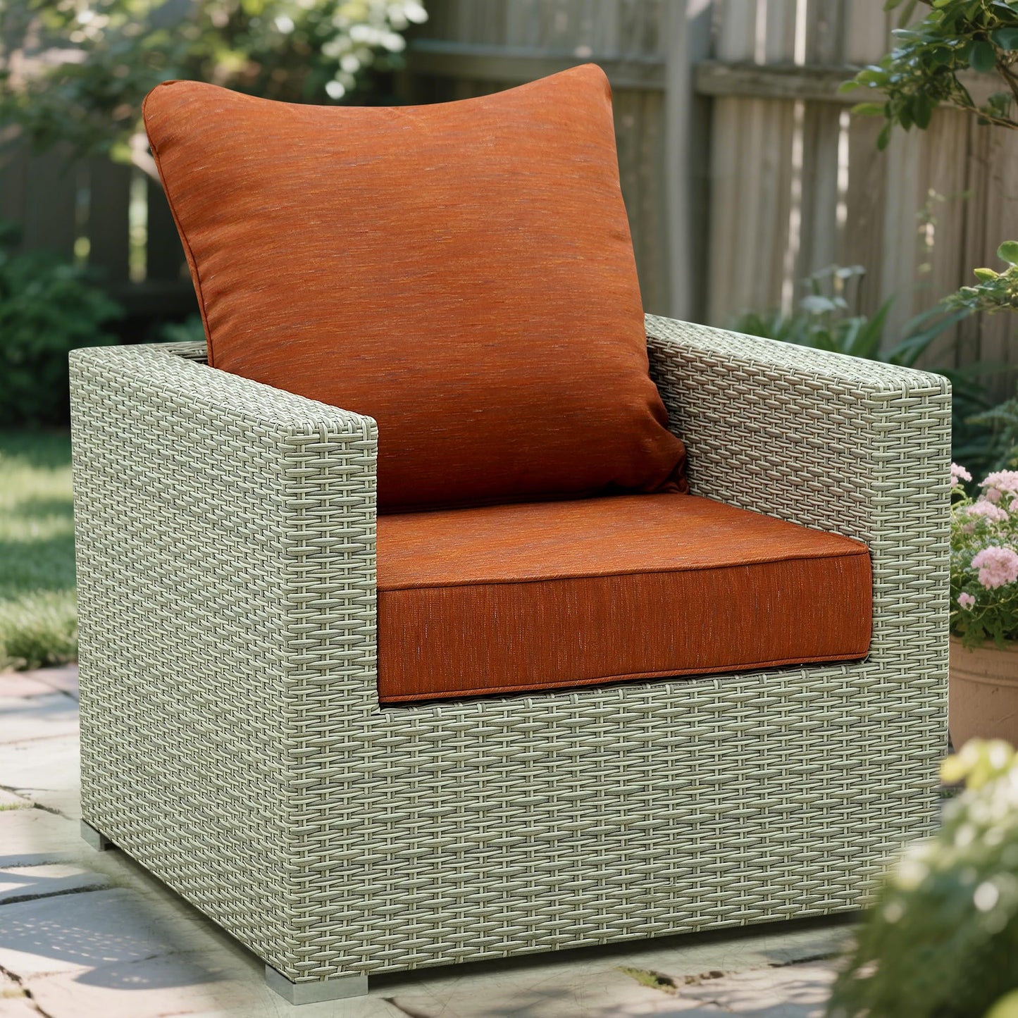 AONETOZ Deep Seat Patio Cushions Set 22 x 22 Inch,Olefin Fabric Outdoor Seat Cushion,Patio Furniture Cushions with Removable Cover,Rain-Proof and Fade Resistant Deep Seat Bottom & Back Cushion,1set