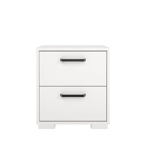 Tvilum Sofia 2-Drawer Bedroom Nightstand in White, 15.8" W x 15.6" D x 17.4" H