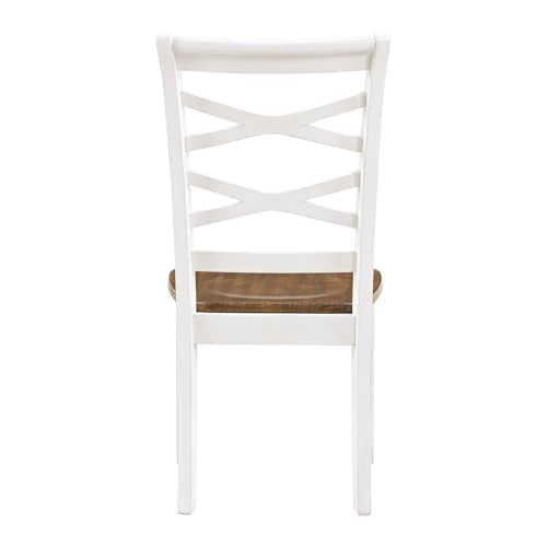Lexicon Dining Table Set for 6 with Chairs, Solid Wood 7 Piece Farmhouse Dining Room Table and Chairs Set of 6, Cross Back, Easy Assembly Seater for Indoor Home, Dinner, Kitchen, Cherry/White