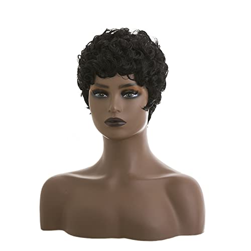 Short Pixie Cut Wigs for Black Women Synthetic Hair Afro Pixie Wig Black Color Short Wigs for Black Women Short Curly Pixie Wigs for Women (Natural Black)