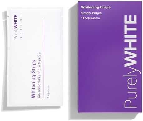 PurelyWHITE | Purple Whitening Strips | Teeth Whitener, Peroxide-Free, Enamel Safe, Deep Stains Removal - Flouride-Free Teeth Whitening (28 Strips)
