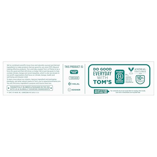 Tom’s of Maine Antiplaque and Whitening Fluoride Free Toothpaste, Spearmint, 4.5 Oz