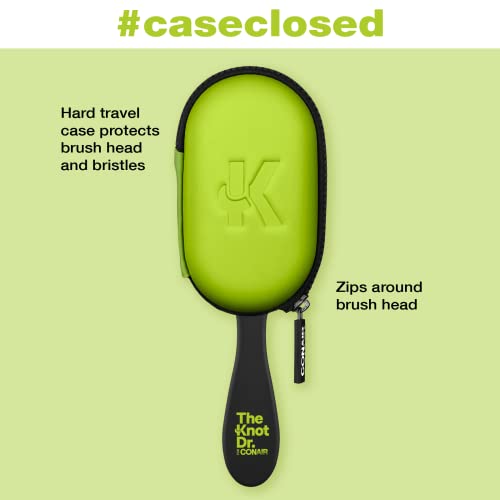 Conair The Knot Doctor for Premium Pro Detangling Brush for Wet or Dry Hair with Green Storage Case, Black