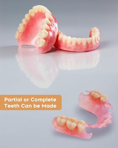 Denture Kit, Functional Homemade Denture Combo, Full Set of Top and Bottom Fake Teeth, Improve Smile, Eat & Drink, Long or Short-term denture solution-AE-0-01