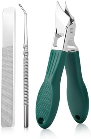 Eagle Beak Beveled Nail Clippers, Wide Jaw Opening Anti-Splash Slanted Nail Clipper Set, 2025 New Ultra Sharp Stainless Steel Nail Clippers for Thick and Ingrown Nails (Green)