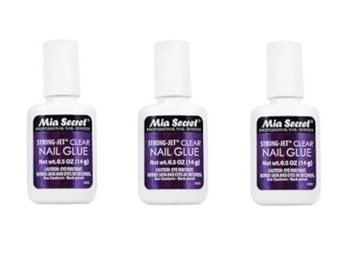 Mia Secret Strong-Jet Clear Nail Glue Brush-On Glue 1/2 oz (335) x 3