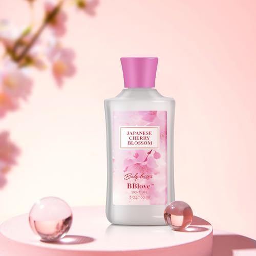 Bath and Body Gift Set for Women & Girls, Japanese Cherry Blossom, 4PCS Set for-Shower Gel, Body Lotion, Body Mist, Exfoliating Scrub, Body Care Set