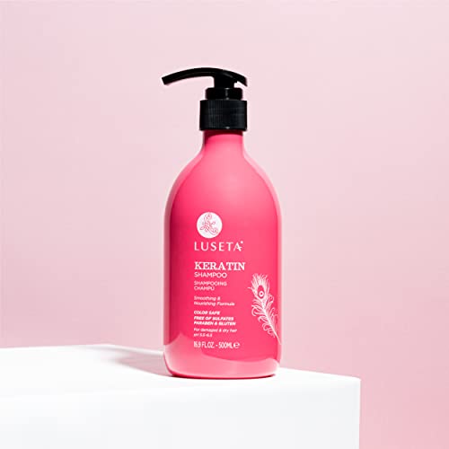 Luseta Keratin Shampoo for Dry Damaged Hair, Smoothing & Nourishing for Color Treated Hair 16.9 Oz