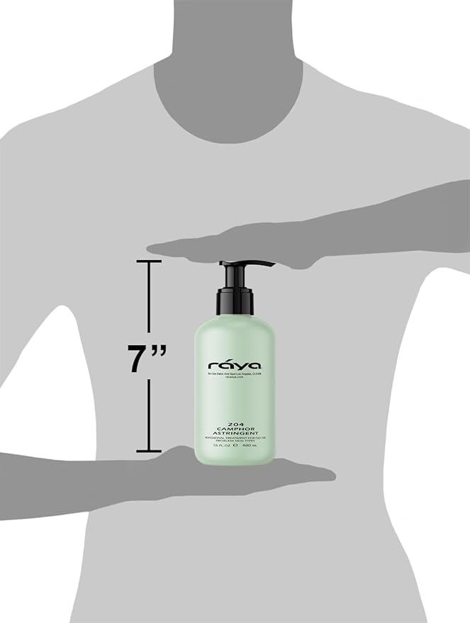 RAYA Camphor Astringent 16 oz (204) | Effective Facial Toner for Oily and Break-Out Skin | Helps Dry Up Blemishes and Control Excessive Oiliness | Made with Camphor and Eucalyptus