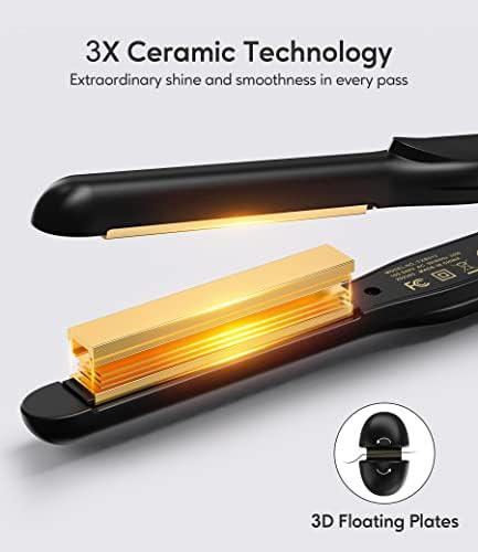 Terviiix 1/2 Inch Flat Iron for Short Hair, Small Hair Straightener and Curler 2-in-1 for Pixie Cuts & Touch-Ups, Rounded Edge Mini Flat Iron for Men and Women, Dual Voltage Travel-Friendly