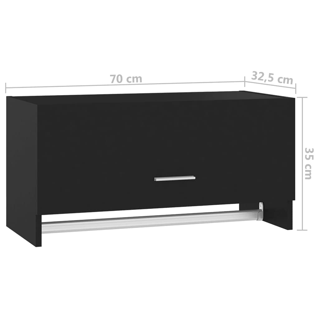 vidaXL Wardrobe, Wall Wardrobe, Hanging Storage Cabinet for Bedroom, Wardrobe Clothes Organizer, Scandinavian Style, Black Engineered Wood