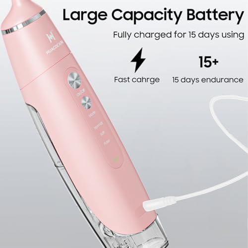 Water Flosser Equipped with Two Water Tanks for Home and Travel,3 Modes Dental Oral Irrigator,Portable,IPX7 Waterproof,Powerful Battery Life, Water Dental Flossers for Teeth (Pink)