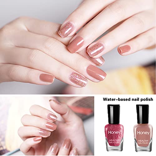 Non Toxic Nail Polish Set, Easy Peel Off and Fast Dry Nail Polish Set for Pack, Eco Friendly and Organic Water Based Nail Polish for Women, Girls, Teens(10 Bottles)