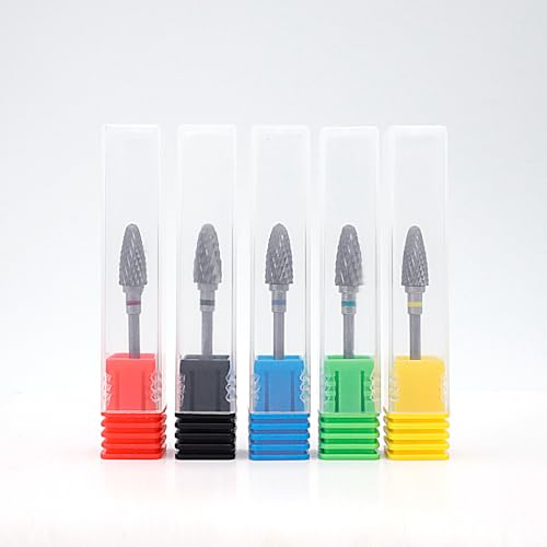 Fantexy Nail Drill Bits Set for Acrylic Nails,3/32 Inch Professional Tungsten Nail File Bits Nail Art Tools,Manicure Pedicure Shapen Remove Tools, Home Salon Use(5Pieces