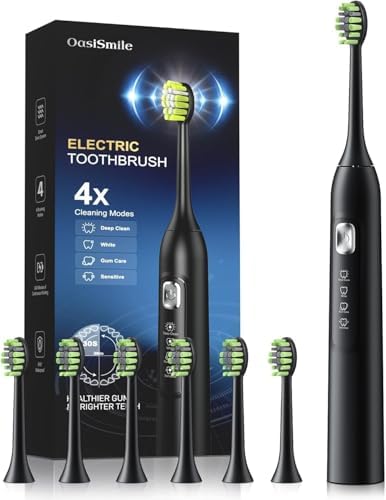 Electric Toothbrush for Adults, 42000 VPM Sonic Toothbrush with 6 Brush Heads, 4 Cleaning Modes,120-Day Battery Life, IPX7 Waterproof Rechargeable Toothbrushes with 2 Mins Smart Timer for Home, Travel