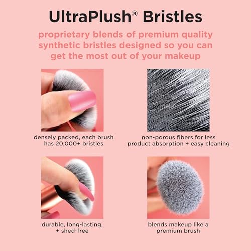 Real Techniques 8 Piece Everyday Eye Essentials Makeup Brush Set, Eye Brushes for Eye Liner, Eyeshadow, Brows, & Lashes, Travel Friendly, Gift Set, Synthetic Bristles, Cruelty-Free & Vegan