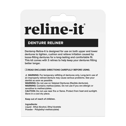 Dentemp Denture Reline Kit Value Pack - Advanced Formula Reline It Denture Reliner - Denture Kit to Refit and Tighten Dentures for Both Upper & Lower Denture (2 Pack (6 Relines))