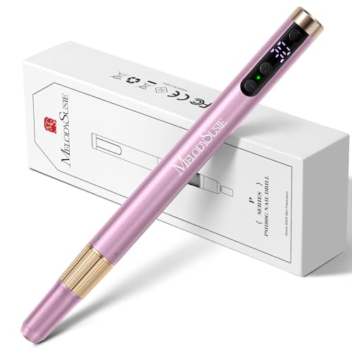 MelodySusie Portable Electric Nail Drill, PM180G Cordless Electric File 30,000 RPM, Rechargeable Nail Efile Tool for Women, Professional Manicure Pedicure Nail Kit Set with Bits Sanding Bands, Pink