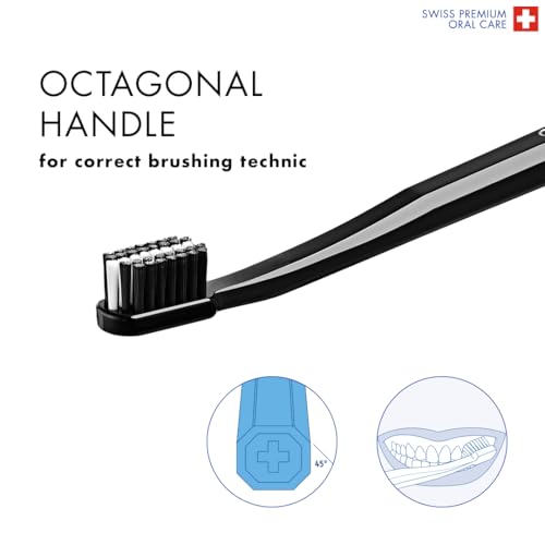 Curaprox Toothbrush Duo – for Adults | Stylish Black toothbrushes with Ultra-Soft filaments | Whitening-Friendly | Black | 2-Pack