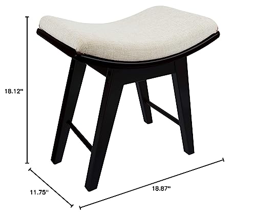 URFORESTIC Vanity Stool, Modern Makeup Dressing Stool with Concave Seat Surface,Capacity 300lb, Easy Assembly (Black)