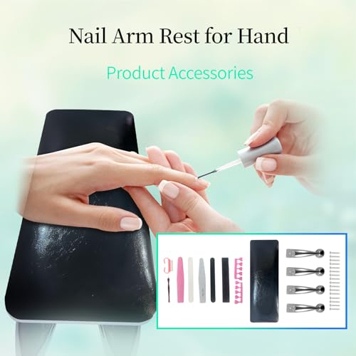 Manicure Hand Rest,Nail Arm Rest for Nail Tech with Nail Table Mat with Manicure Tools for Nail Art,Nail Rest Stand Black