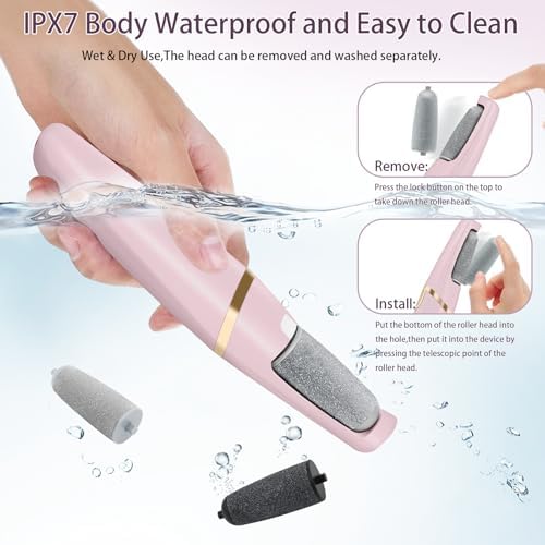 Electric Callus Remover for Feet, Professional Pedicure Tools Foot Care Kit, Foot Scrubber Electric Feet File Smooth Pedi Wand for Hard Cracked Dry Dead Skin, 2 Rollers,2 Speeds,Ideal Gift