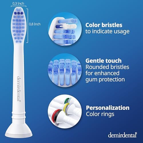 Replacement Heads - Compatible with Philips Sonicare Replacement Heads - Medium Replacement Toothbrush Head - Replaces HX6015/03 SimplyClean Toothbrush Heads - White - 8 Pcs