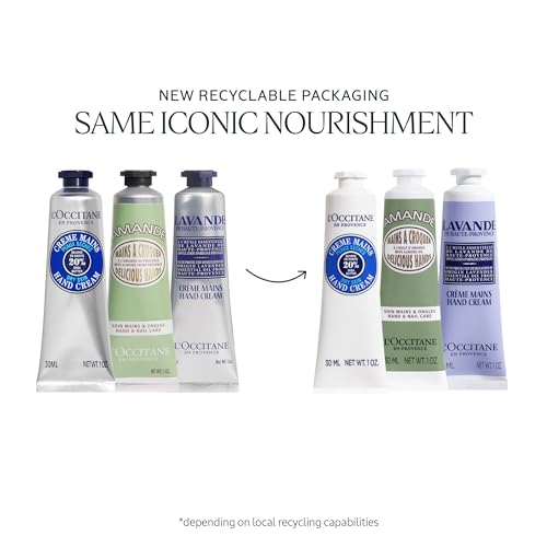 L'Occitane Hand Cream Classics, 3-Piece Set: Moisturizing Hand Creams, Iconic Scents, Vegan, All Skin Types, Perfect Gift, Made in France