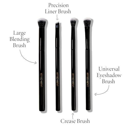 LAURA GELLER NEW YORK Shadow Skills Eyeshadow Professional Vegan Makeup Brush Set | Apply Eyeshadow & More - Pack of 4