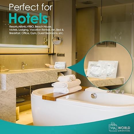 Waterproof Shower Cap (Clear Frosted Sachet), Travel Size Hotel Amenities, Airbnb