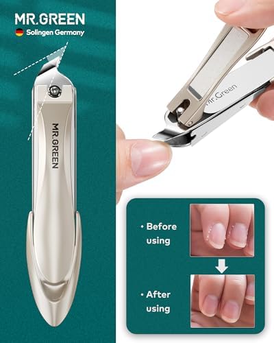 MR.GREEN 3pcs Nail Clippers Set, German Stainless Nail Clippers with Nail File, Anti Splash Excellent Quality Nail Cutters, Professional Finger&Toenail Clippers with Exquisite Case for Men& Women
