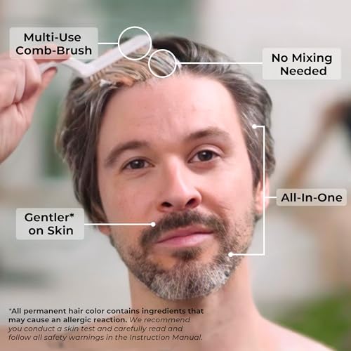 Simpler Hair Color Natural Black Mustache and Beard Upgraded Brush Kit with 3 Brushes Included for Precision Application - Gentler, Ammonia Free Beard Dye for Men w/Aloe Vera, Avocado Oil & More.