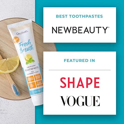 Oxyfresh Premium Maximum Fresh Breath Lemon Mint Toothpaste - Clean Teeth & Fresh Breath - Natural Essential Oils & Natural Xylitol to Help Fight Tartar - SLS & Fluoride Free, 3-5oz