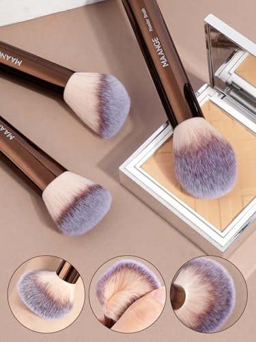 MAANGE 13 PCS Makeup Brushes Professional Make Up Brushes Premium Synthetic Powder Concealers Brushes Travel Makeup Brush Set with Case (Coffee)