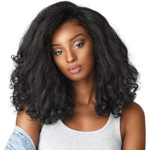 Sensationnel Curls Kinksandco Half Wig - Rain Maker Instant Weave Drawstring Cap for Natural 3C to 4C Hair Textures (1B OFFBLACK)