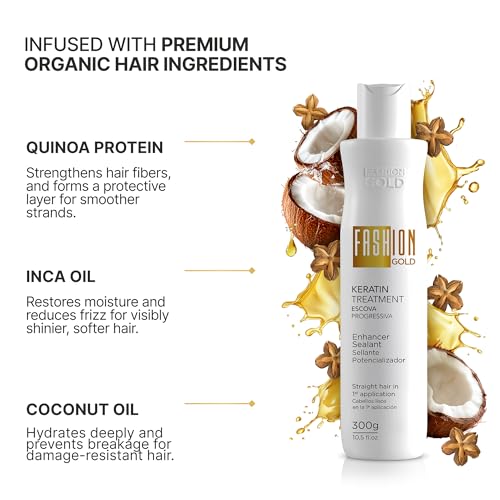 Keratin Hair Treatment, 6 USES per Bottle, Keratina para Alisar el Pelo, Alisado Brasileño Keratina Permanente, Alisados Organicos SIN FORMOL, Nanoplastia, 300 grs